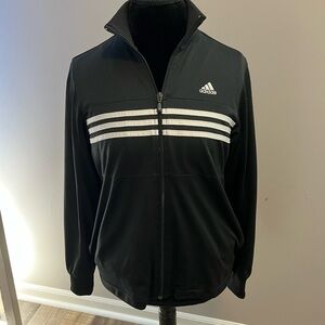 Adidas Black and White 3 stripes with embroidered logo mesh jacket women’s M